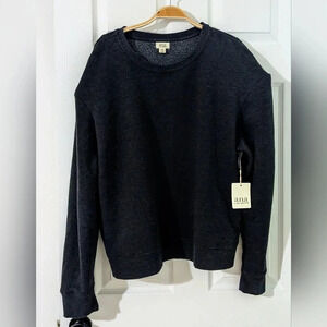 A.N.A. A New Approach Womens Soft Sweatshirt Dk Gray Crew Shoulder Pads XXL NWT